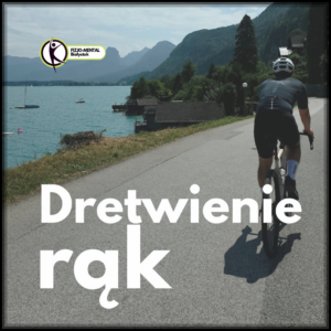Ból nadgarstków na rowerze – dłonie rowerzysty na kierownicy podczas jazdy